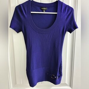 Le Chateau Purple Short Sleeve sweater buckle accent